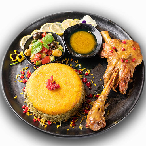 Baghali Polo ba Mahiche with braised lamb shank and dill rice